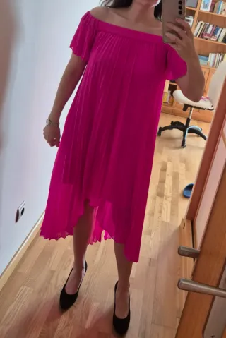 Vestido Ted Baker fucsia plisado