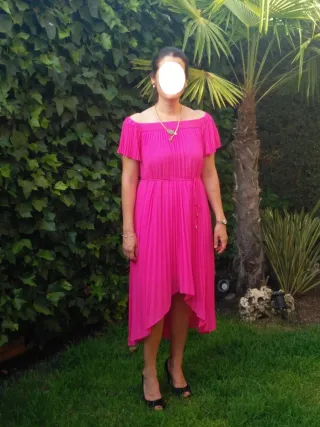 Vestido Ted Baker fucsia plisado