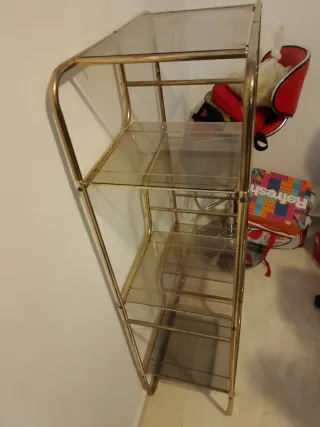 Expositor vintage cristal y metal dorado