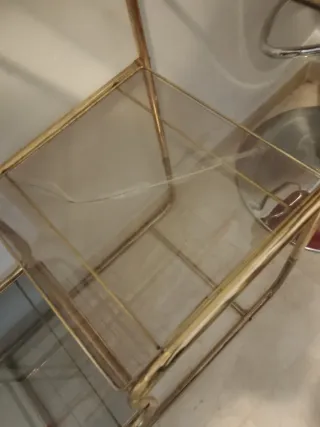 Expositor vintage cristal y metal dorado