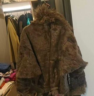 Chaqueta piel y pelo natural marrón