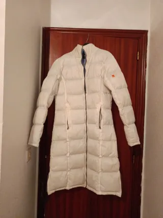 Chaqueta larga mujer azul y blanca