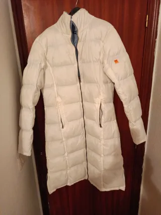 Chaqueta larga mujer azul y blanca