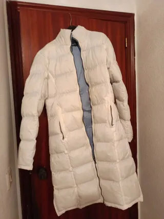 Chaqueta larga mujer azul y blanca