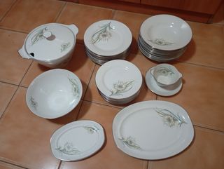 Vajilla antigua 41 piezas flores