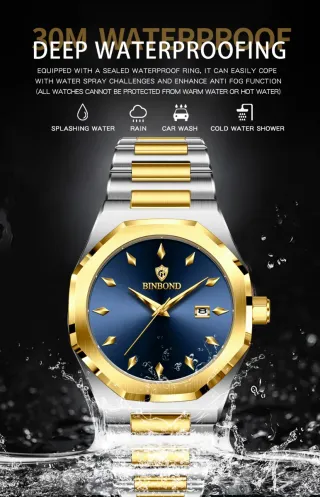 Reloj Binbond Hombre Azul y Dorado