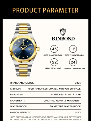 Reloj Binbond Hombre Azul y Dorado