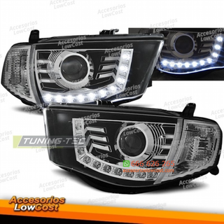 FAROS DELANTEROS PARA MITSUBISHI L200 06-10 NEGRO