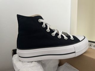 Converse All Star Plataforma Negras Tela