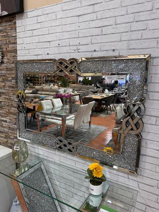 Recibidor y espejo cristal y metal