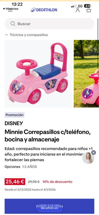 Correpasillos Minnie c/teléfono y bocina