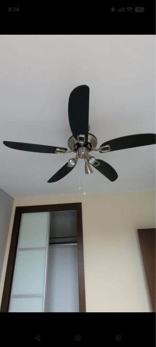 Ventilador de Techo con luz Negro y Plateado