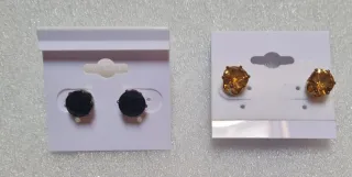 Orecchini fiore nero e strass oro