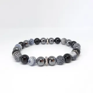 Bracciale pietra ematite nera grigio elastico