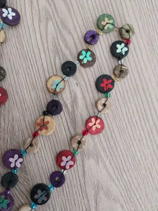 Collana vintage legno fiori multicolor