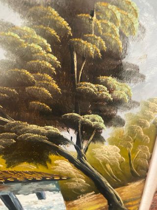 Cuadro Vintage Paisaje Casa Río