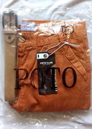 Pantalón corto naranja, bajo reversible + Cinturón