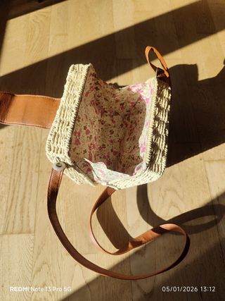 Bolso bandolera rafia y mimbre