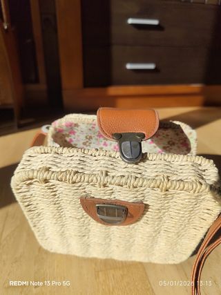 Bolso bandolera rafia y mimbre