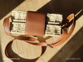 Bolso bandolera rafia y mimbre
