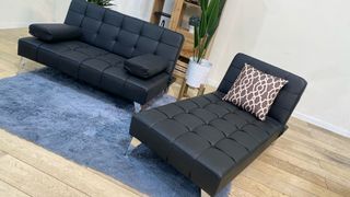 Sofá Cama Negro Piel Sintética