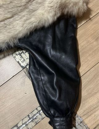 Cazadora bomber cuero y pelo vintage