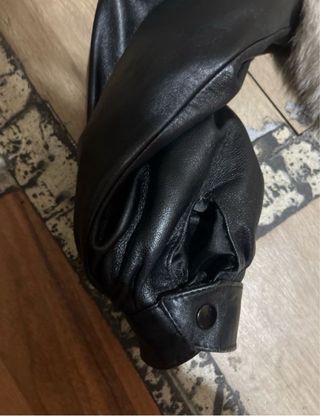 Cazadora bomber cuero y pelo vintage