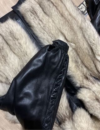 Cazadora bomber cuero y pelo vintage