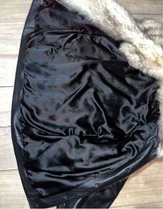 Cazadora bomber cuero y pelo vintage