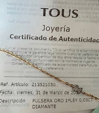 CON CERTOFICADO TOUS Oro y Diamantes