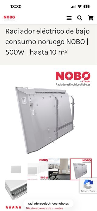 Radiador Nobo Eléctrico 500W (hasta 10m2)