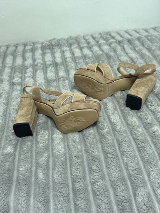 Sandalias Tacon Beige Talla 38