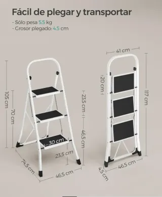 Escalera Plegable SONGMICS 3 Peldaños