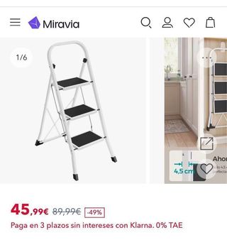 Escalera Plegable SONGMICS 3 Peldaños