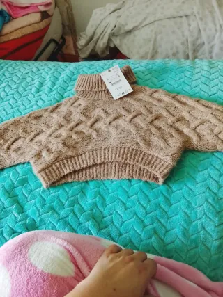 Jersey Zara corto niña beige taya 6 dos jerseys