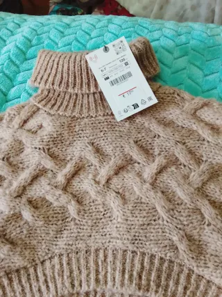 Jersey Zara corto niña beige taya 6 dos jerseys