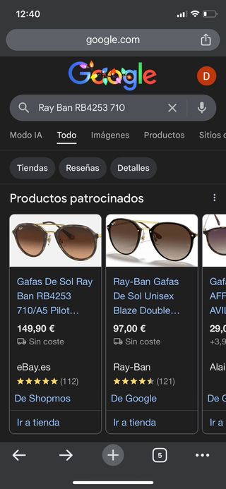 Gafas Ray-Ban Aviador Marrón y Dorado