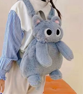 Mochila Gato Peluche Gris