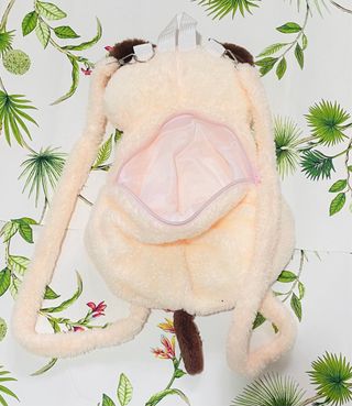 Mochila peluche gato beige