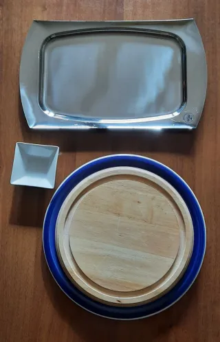 Set Piatto, Tagliere, Vassoio Acciaio e Ciotola
