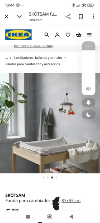 Cambiador y funda Ikea para bebé