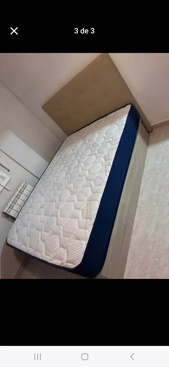 Cama completa azul y blanca