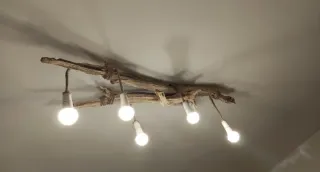 Lámpara Techo Madera Artesanal