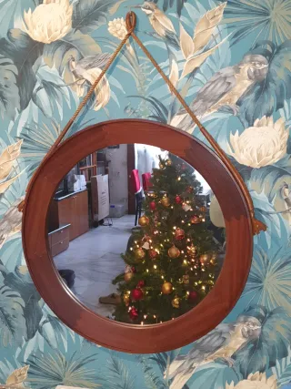 Specchio rotondo - cornice in legno