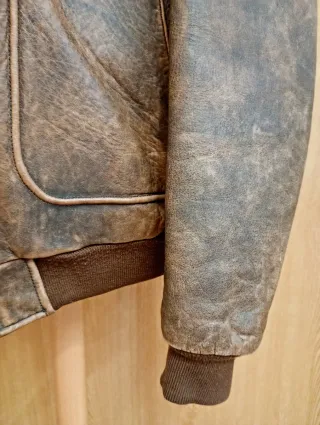 Chaqueta Cuero Estilo Aviador Marrón