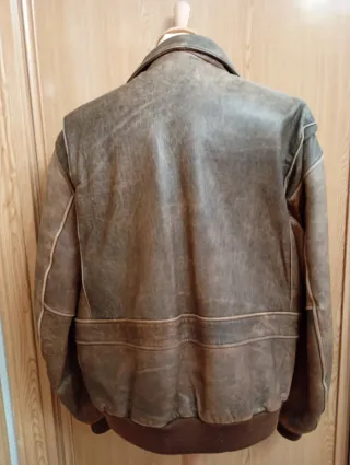 Chaqueta Cuero Estilo Aviador Marrón