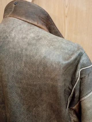 Chaqueta Cuero Estilo Aviador Marrón