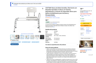 Banco Ducha COSTWAY Ajustable Asiento