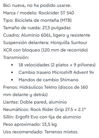 Bicicleta BTT Rockrider Azul Amarillo  TALLA - M -