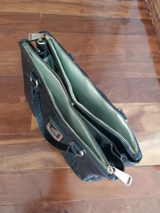 Bolso Adolfo Dominguez Piel Negro Cocodrilo